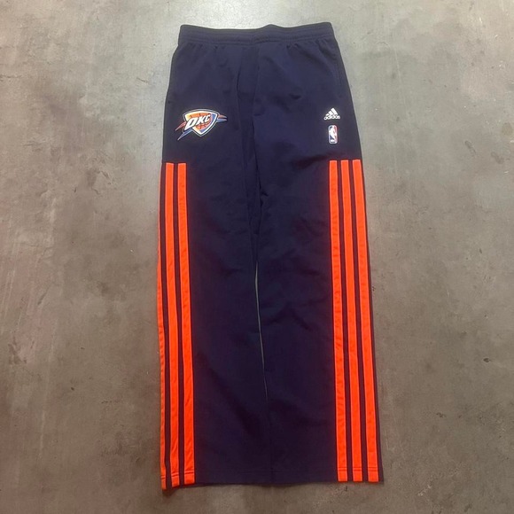 Y2K adidas Oklahoma City thunder blue and orange basketball pants open leg baggy - Picture 1 of 8